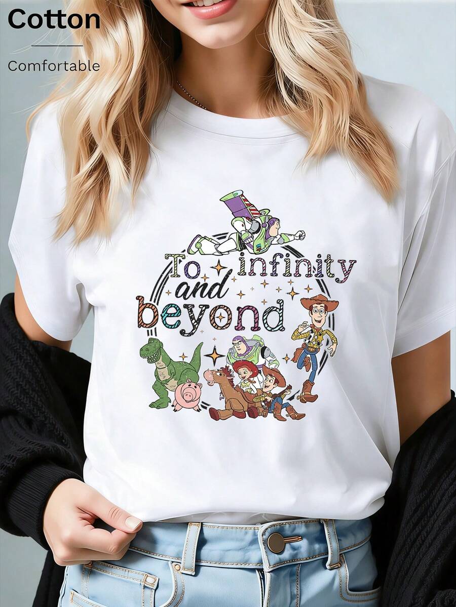 Disney Toy Story Oversized T-Shirt: White Loose Fit Cotton Tee With Retro Nostalgic Graphic, Perfect For Toy Story Fans, Theme Park Visits And Casual Wear, Ideal Gift - trắng - Xem 1