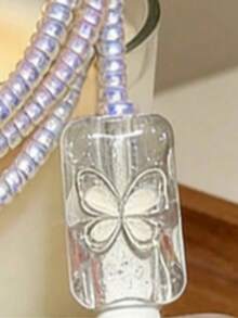 5 chiếc ốp bảo vệ cáp sạc hình bướm đính đá nhựa TPU, tương thích với iPhone 17 Pro Max/sạc 40W, chống cong vênh. - Trong sáng - Xem 2