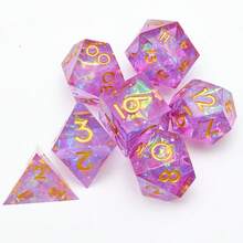 7pcs Solid Color Resin Dice Set, Sharp-Edged Polyhedral Dice For RPG Role Playing Games, Suitable For Christmas, Thanksgiving, Birthday, Gift, Party Supplies - Multicolor - View 4
