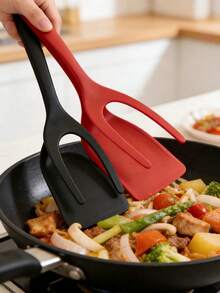 1pc Multifunctional Egg Spatula Clip, 2-In-1 Egg Spatula And Clip, Non-Stick Coated Egg Spatula, Suitable For Steak, Eggs, Pancakes, Toast, Burgers, Chicken And Other Kitchen Cooking Tools - Multicolor - View 1