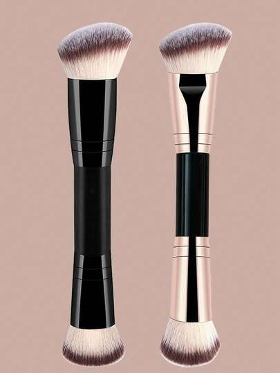  YZIMENG 2pcs Dual-Ended Multi-Function Makeup Brushes, Foundation Brush, Contour Brush, Powder Brush, Blush Brush, Suitable For Men And Women, Makeup Tools, Inexpensive Item, Gift, Christmas Gift, Giveaway, Travel, Affordable, Travel Essential