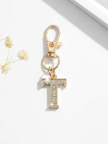 1pc Fashion European & American Unisex Minimalist Cute 26 English Letter Shape Keychain Pendant Accessory, Embedded With Rhinestones, Suitable For Men & Women Car Keys, Bags, Decoration And Holiday Gifts - Gold - View 30