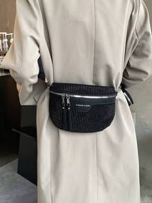 Fashionable Waist Bag/Chest Bag, Simple Style Student Bag, Back To School Bag - Black - View 2