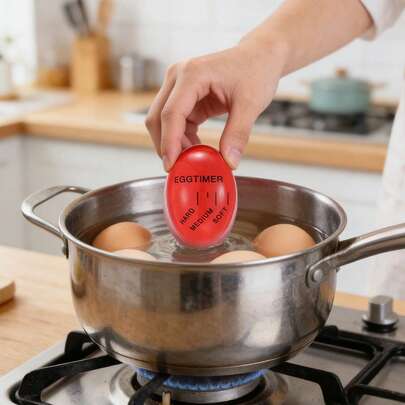 1 unidad de temporizador con forma de huevo, permite controlar con precisión el tiempo de cocción de los huevos y también se usa para otras tareas culinarias breves como preparar té, hornear dulces y aperitivos, reutilizable y muy adecuado para uso doméstico.