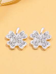 2pcs Silver Rhinestone Flower Cleavage Stickers - Silver - View 5