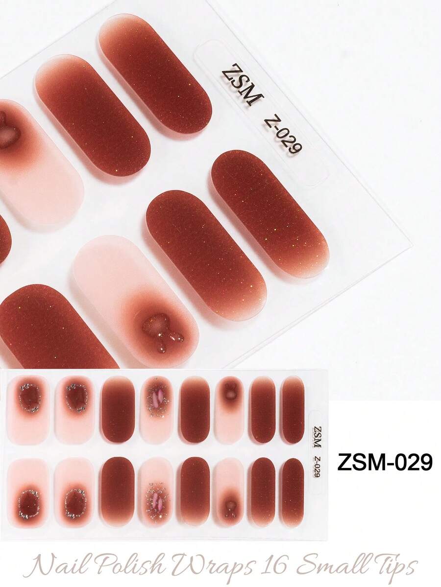 Bộ 16 miếng dán móng tay gel bán khô, màu be thạch, không cần đèn UV, chất lượng salon, bền lâu.