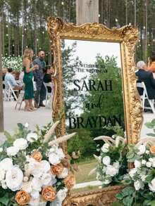 Custom Mirror Sticker Wedding Seating Chart Sticker - Wedding Decor DIY Wedding Sticker - Mirror Seating Chart Sticker Welcome To The Wedding Mirror Sticker - Custom Mirror Letter Sticker - Just Married - Wedding Marriage Decor/Modern Wedding Welcome Sign/Personalized Newlyweds Name - Multicolor - View 4