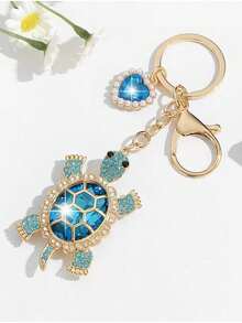 1pc Creative Cute Rhinestone Ocean Turtle Keychain, Alloy Crystal Animal Keyring, Heart-Shaped Faux Pearl Bag Charm, Exquisite Gift For Graduation, Back To School, Birthday Halloween Accessories Teachers Day Gifts For Mother, Father, Graduation, And Teacher - Multicolor - View 7