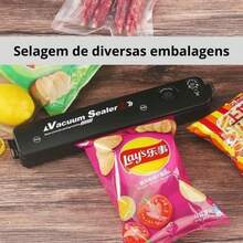 Black Vacuum Sealer (Bivolt) With 10 Bags - View 3