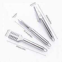 3 Piezas Juego de Raspadores de Escamas de Pescado de Acero Inoxidable, Escamador de Pescado Manual, Cepillo Descamador, Herramienta Descamadora, Removedor de Agallas, Herramienta Portátil para Descamar Pescado, Pelador de Frutas - Ver 2