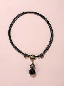 1件装可调节葫芦吊坠沙滩脚链，女士饰品 - 黑色 - 查看 2