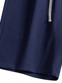 Men's Casual Shorts, Versatile Simple Design, Suitable For Sports, Outdoor, Dating, Gift For Girlfriend, Drawstring Pockets, Spring/Summer - Navy Blue - View 6