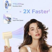 LUYAO 高速无刷吹风机，强力吹风机，高功率快速干发，快速干发，低噪音，带磁性风嘴的吹风机 - 杏色 - 查看 10
