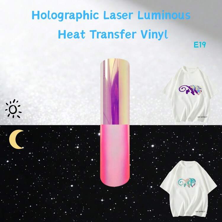 1pc Holographic Laser Luminous Heat Transfer Vinyl, For Machine, Iron On Vinyl For T Shirts Pillows - Z - View 4