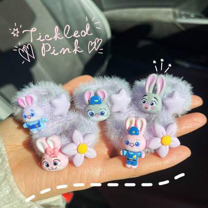 5 piezas Lazos para el cabello con estampado de dibujos animados, Scrunchies de alta elasticidad, No dañinos, Adecuados para uso diario y como regalo, Accesorios para el cabello lindos, Recuerdos de fiesta