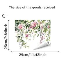 1/3片装花卉马桶座贴纸，水彩玫瑰绿叶墙贴，自粘可移除墙纸，适用于浴室、厨房、卧室装饰 - 彩色 - 查看 13