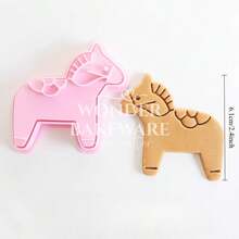 Animal Pony Cookie Cutters Cute Horse Shape Biscuit Mold Fondant Embosser PLA Cake Decorating Tools Baking Supplies - Pink - View 13