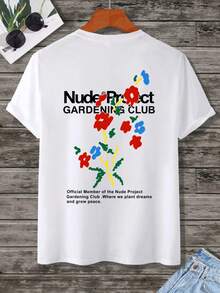 AnChiStreetwear - 大码男士时尚抽象花卉涂鸦印花休闲短袖T恤，适合日常、街头、户外穿着 - 白色 - 查看 2