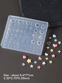 1件 Y2K 星空夏季美甲硅胶模具 3D 迷你心形星爆弧形模具模板 凝胶印花沙龙 DIY 音乐节派对婚礼美甲用品 可重复使用美甲印花工具 - 無色 - 查看 7