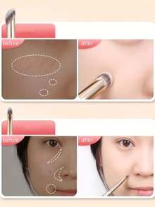 Double Head Concealer Brush, Face Repair Brush, Gilded Nose Shadow Brush, Eye Shadow Brush, Brighten The Face, Highlight The Sleeping Silkworm, And Brush The Lachrymal Groove Without Trace - Multicolor - View 5