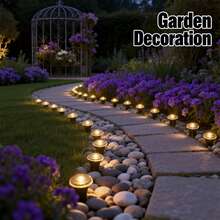 30Pcs Solar LED Pathway Lights Outdoor, 32Ft/10M,8 Modes, Solar Garden Lights Waterproof, Multi Color Landscape Stake Lights, In-Ground Yard Lawn Walkway Lights For Patio Backyard Camping Party Garden Decorr - ánh sáng ấm áp - Xem 7