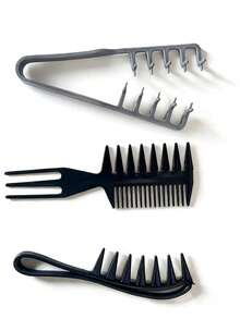 Conjunto de Pentes para Estilizar Cabelo Masculino - Pente de Dentes Largos para Cabelos com Óleo, Pente para Volume, Pente Duplo Grosso, Pente com Presilha de Plástico para Dar Volume na Raiz - Multicolorido - Ver 12