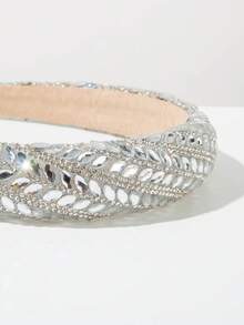 1pc Luxury Versatile Full Crystal Headband, Sparkling Gemstone Decor, Elegant Accessory Suitable For Formal Occasions Hairband Hair Hoop - FG673-b White - View 4