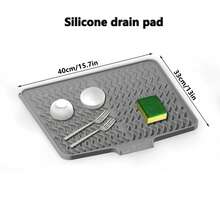 1 pièce Tapis de séchage pour vaisselle en silicone ondulé, tapis de table portable anti-salissures, égouttoir d'évier de cuisine avec design vague pour un drainage facile, résistant à la chaleur - Multicolore - Voir 8