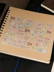 Kawaii Cute Bear Bunny Stickers For Journaling, Transparent Clear Pastel Aesthetic Waterproof Vinyl Stickers For Scrapbooking Planner Diary Stationery Laptop Phone Case Water Bottle DIY Crafts School Supplies Gift For Girls Teens Kids - To5547 - View 4