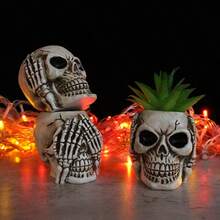 3 chiếc, Chậu hoa hình đầu ma Halloween trang trí sáng tạo bằng nhựa, trang trí sân vườn, chậu cây hình đầu lâu, đồ trang trí trong nhà cho văn phòng, ban công, nhà cửa. - A - Xem 8