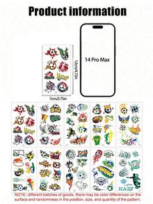 10pcs Football Match Temporary Tattoo Stickers, Club Event Merchandise, Fan Festival Face Stickers - Multicolor - View 2