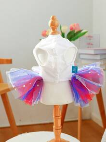PETCIRCLE 1pc Pet Clothes, Dog/Cat Dress, Thin Tulle Skirt For Small Dogs, Spring/Summer New Arrival - American Tulle Skirt - Multicolor - View 8