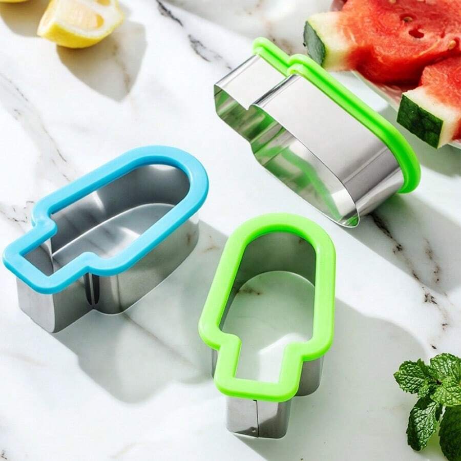 4pcs Creative Fruit Platter Mold, Watermelon Slicer, Ice Cream & Popsicle Shaped Fruit Cutting & Slicing Tools - Multicolor - View 1