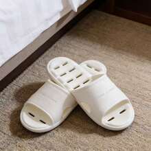 速干透气浴室拖鞋，防滑软底室内凉鞋，男女通用镂空拖鞋 - 白色 - 查看 4