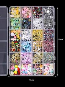 1盒3000颗3D美甲饰品和美甲宝石，可爱美甲水钻和饰品，Y2K风格，适用于美甲设计，款式多样，包括蝴蝶结、月亮、星星、花朵、爱心、糖果、杂物盒饰品、金色珍珠美甲珠宝，配有镊子和粘性钻笔，用于美甲装饰。 - 彩色 - 查看 6