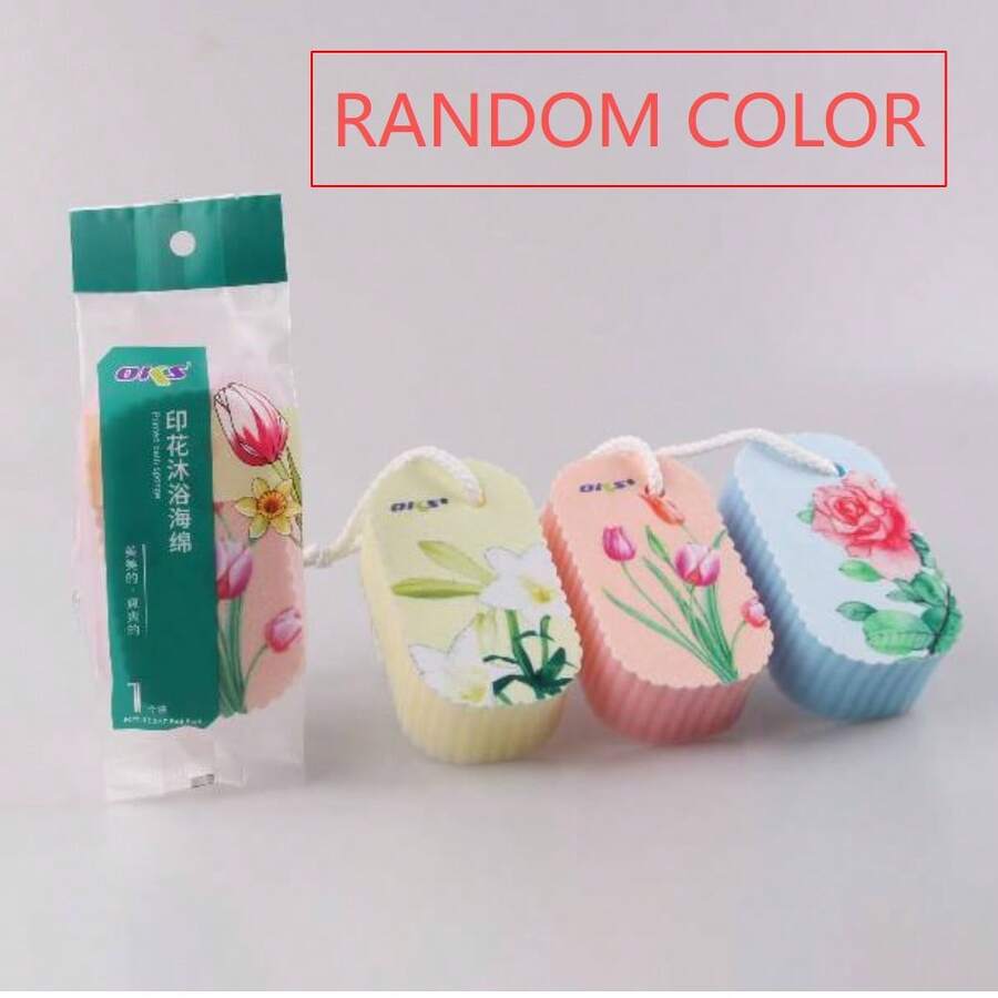 OKS Floral Print Bath Sponge, Soft Exfoliating Loofah For Shower, Random Color - BATH SPONGE - View 1