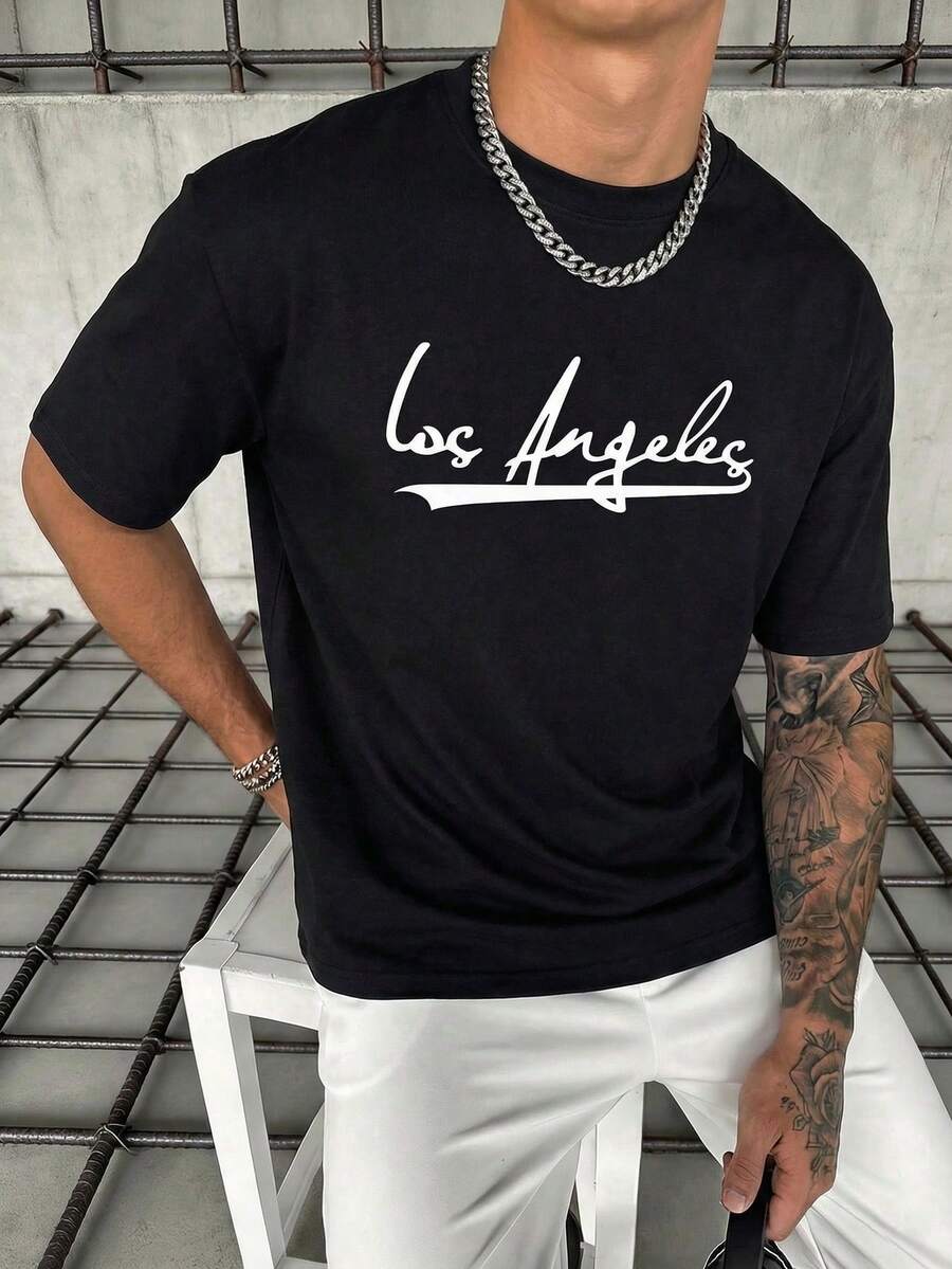 Áo thun nam tay ngắn cổ tròn in họa tiết phong cách retro GRDR - màu đen - Xem 1