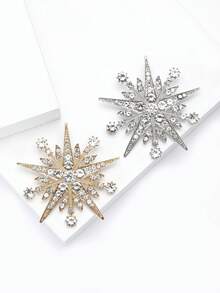 Luxury Rhinestone Snowflake Brooches - Fashion Creative Pins For Women Unisex Casual Party Jewelry Accessories / Friends Gifts Badges Decoration - Snowflake - View 3