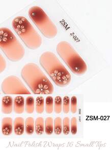 SSemi Cured Gel Nail Strips , Jelly Beige, 16 Pcs Gel Nail Wraps, Stickers, No UV Light Required, Salon Quality, Long Lasting - Rusty Rose - View 2