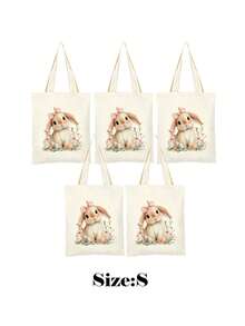5/10pcs Mini/S/M/L Size Reusable Cute Rabbit Bow Heart Pattern Canvas Gift Bags Party Favor Bags Set, Birthday Party Kids Theme Party Gift Bags Baby Shower Back To School Graduation Party Theme Party Thanksgiving Christmas Anniversary Party Gift Packaging Bags Essential - View 15