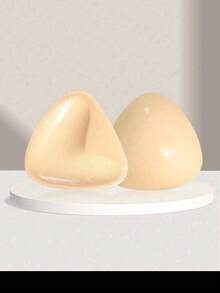 1 Pair Double-Sided Reusable Self-Adhesive Bra Pads, Thickened Invisible Bra Inserts, Waterproof For Swimming - Apricot - View 7