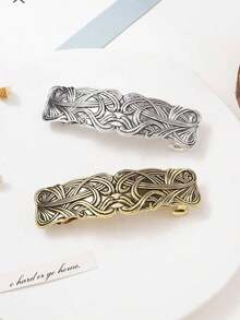 1pc Women's Hair Tie Clip, Bronze Spring Ponytail Holder, Vintage Metal Totem Hair Barrette, Classical Pattern Hair Accessory, Hair Accessories, Head Accessories, Claw Clips - 青銅 - 查看 10