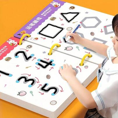 1 Set Reusable Educational Workbook With 2 Pens And 1 Eraser Board - Perfect For Children Drawing And Control Training, 2025 New Year Gifts, Christmas Gifts