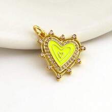 1个铜质时尚红色心形吊坠，DIY手链项链耳环首饰配件 - 彩色 - 查看 19