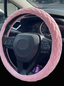 1pc Soft Pink Plush Steering Wheel Cover, Cute & Warm Plush, Universal 15 Inch, Suitable For Women & Girls, Fits Cars, Sedans, SUVs, Trucks - A - View 6