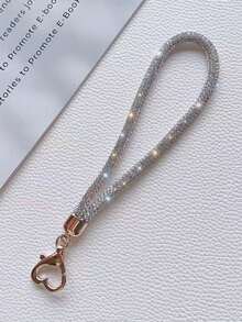 Alloy Shiny Rhinestone 1pc Luxury Crystal Rhinestone Phone Wrist Strap Metal Heart Clasp Elegant Rhinestone Keychain Bag Charm Chain Fashion Accessory For Women Birthday Wedding Gift - Multicolor - View 5