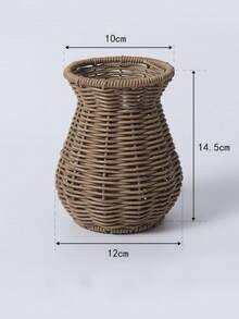 1个藤编花盆，复古藤编花篮花瓶 - 非常适合客厅和卧室装饰，理想的拍照道具，家居装饰，花瓶，餐桌摆件，乡村风格装饰花瓶，仿藤编花瓶装饰，手工编织塑料藤编花架，室内桌面橱柜干花创意家居装饰，室内外花园装饰，适合中小型植物 - 藤編花盆 - 查看 9