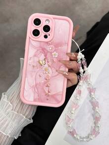 Ốp điện thoại mỏng, thời trang, họa tiết vân đá cẩm thạch, khóa cài hình bướm màu hồng, tương thích với iPhone 17/17 Pro/17 Pro Max, 16/15, 15 Pro Max, 13/14/11/12/14 Pro Max, XS/XR/X/8/7/8 Plus, phiên bản quốc tế, không phải phiên bản nội địa. - Nhiều màu - Xem 1