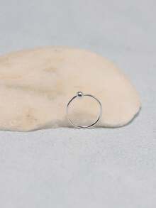 1pc 22G 925 Sterling Silver Nose Ring/Stud, Ear Cuff, Cartilage Hoop, Dangle Earrings For Women, 8mm - Silver - View 3