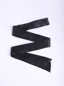 1件女士纯色优雅系腰睡袍，性感短款缎面丝绸柔软睡衣，适合新娘、伴娘、居家穿着，返校季必备 - 黑色 - 查看 9